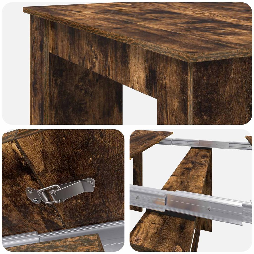 Dining Table 240 x 85 x 75 cm Particleboard Smoked Oak Finish