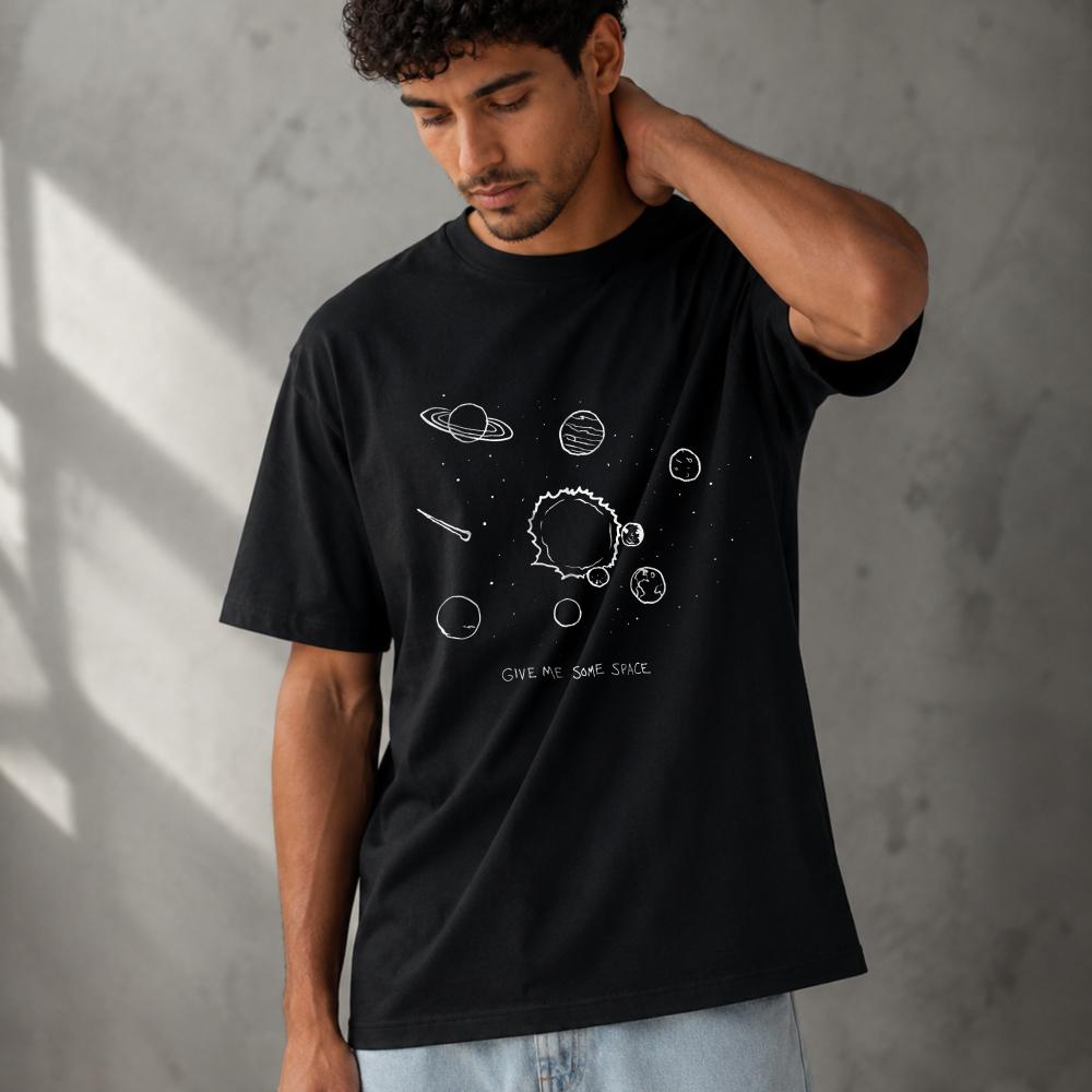Give Me Some Space Funny Outer Space Planet Asteroid Sketch Graphic Men Modal TShirt Print Soft Lightweight Summer Casual Tops