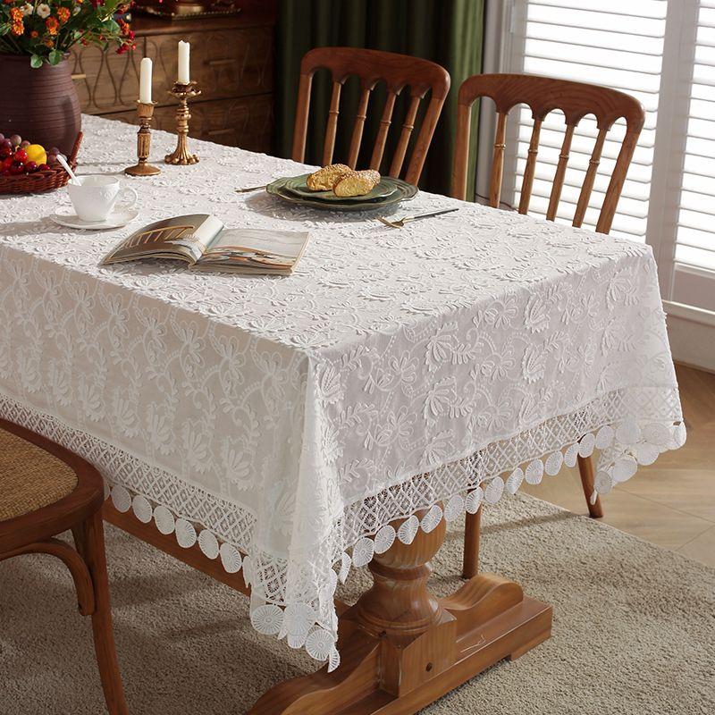 

Tablecloth 2025 New Arrival French White Simple and Light Luxury Fancy Dining Table Scandinavian American Style Table Fabric Square Cover Cloth White 90*90cm