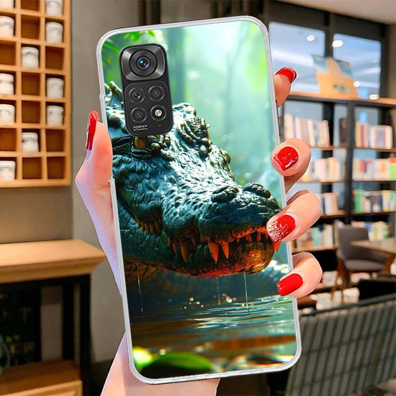 Crocodile Animal Cover Phone Case For Xiaomi Redmi Note 15 14 13 12 11 10 Pro Plus 14S 12S 11S 11T 11E 10S Soft Fundas Shell Red