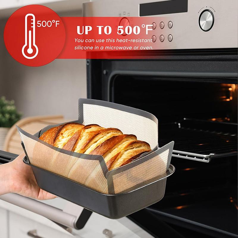 Silicone Bread Loaf Pan Liners, Reusable Non Stick Long Tab Handles Bread Pan Baking Mats, For Bread Pans, Heat Resistant