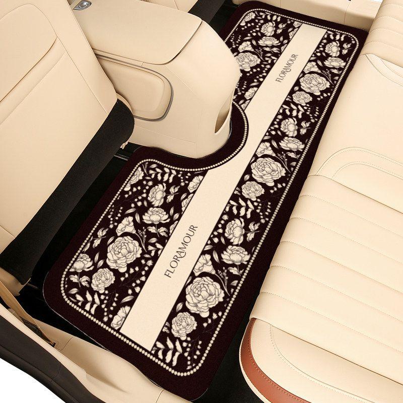 Mats, Retro French-Style Interior Decorative Mats, Non-Slip, Water-Absorbent, Easy-To-Clean Mats, Can Be Cut to Fit, Semi-Enclosed Car Floor Mats