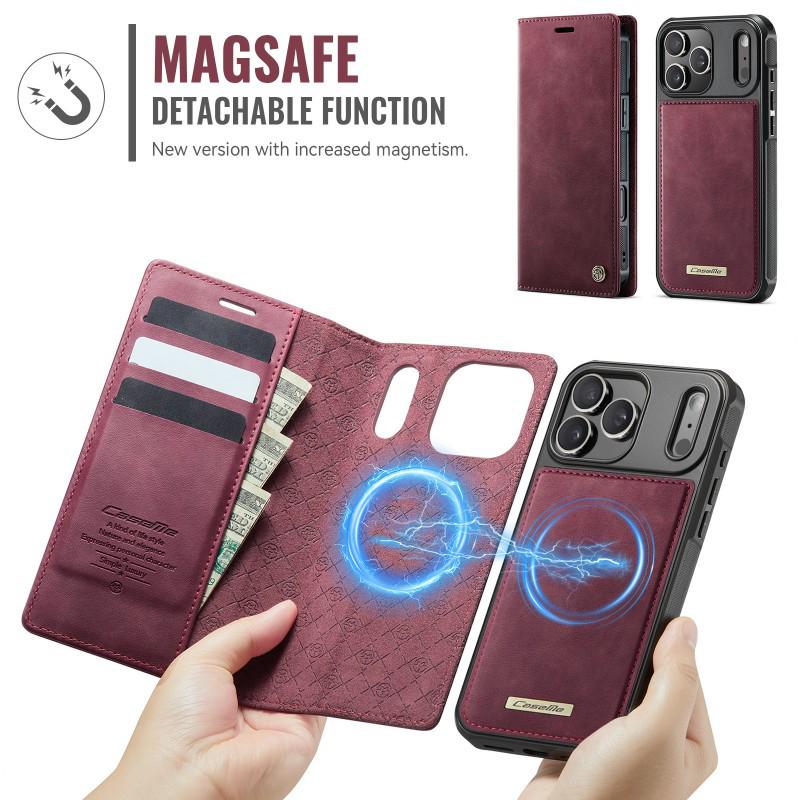 Magnetic Leather Wallet Case for iPhone 16/17 Pro Max (MagSafe Compatible)