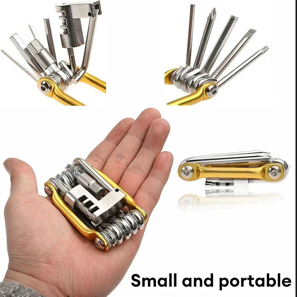 11-in-1 Bike Tool Mini Multitool Kit - Lightweight Tool Wrench, Screwdriver, Chain, Hexagon Wheel Spoke