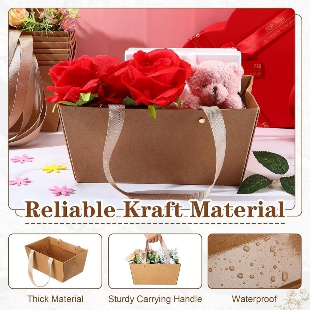 4/8/12/16PCS Kraft Cardboard DIY Gift Basket Waterproof Kraft Paper Handbasket  Party Supplies