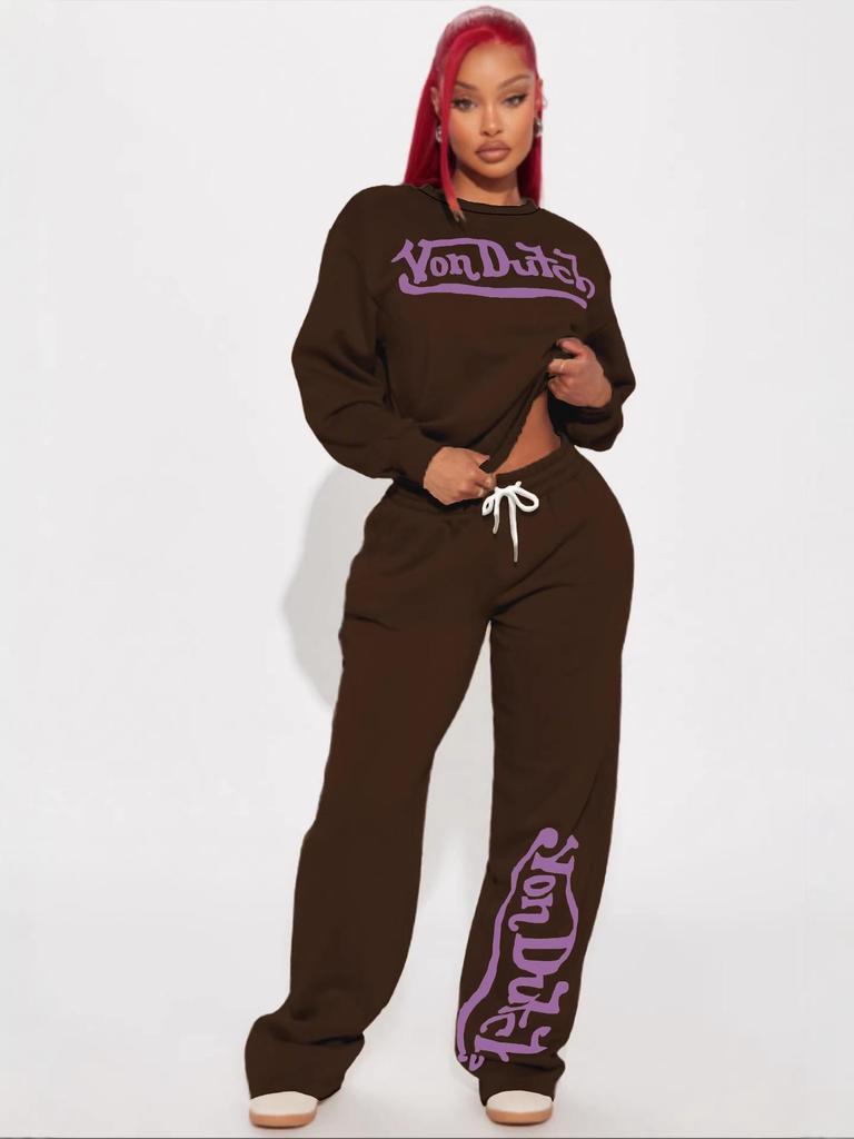 Dámská sada s potiskem Von Dutch: Volné, ležérní a módní Streetwear pro pohodlné každodenní nošení.