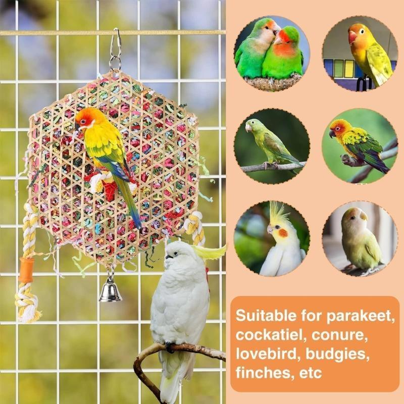 Bird Toy Tearing Chewing Toy for Teeth Rattan Shredded Paper Cage Hanging Toy Pet Grinding Teeth Toy