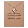 Rinhoo Fashion Sun Necklaces & Pendants Gold Color Alloy Pendant Necklace Wish Card Jewelry For Women Girl Jewelry Birthday Gift