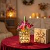 Yousheng Decorative Lights Lily Table Lamp USB Rechargeable Acrylic Crystal Vase Lamp with 3 Color Touch Dimmable Night Light for