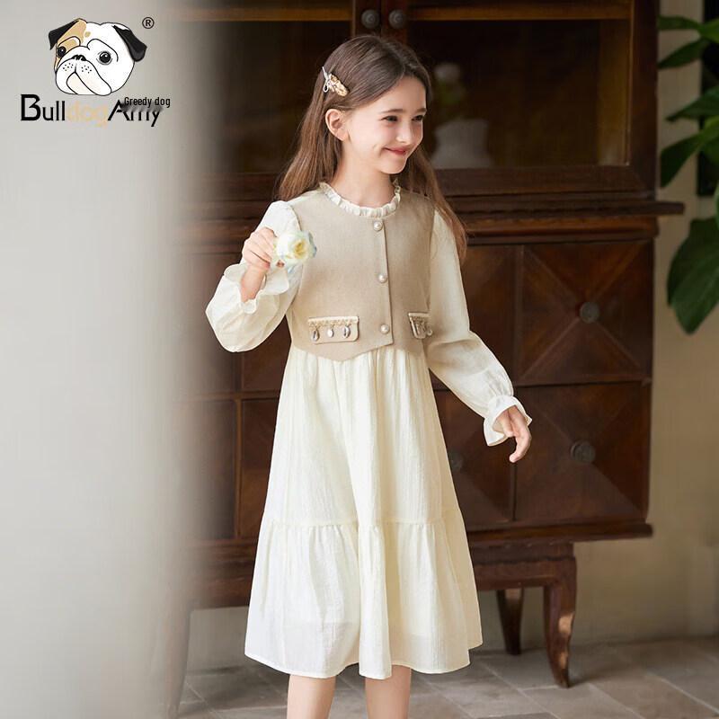 Chanzuigou Girls' Tencel Lyocell Princess Style Fake Two-Piece Dress