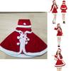 Festive Christmas Santa Claus Adult Female Velvet Cape Dress