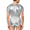 Adaptive Swimwear for Men M-3XL Waterproof Bodysuit Button Crotch Short Sleeve Elastic Waistband Leakproof Jumpsuit for Special Needs