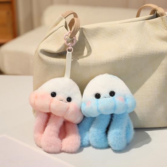 Cute Jellyfish Backpack Keychain, Soft Plush Pendant for Purse, Marine Animal Keyring for Girls Women, Aquarium Souvenir Gift