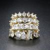 Simple Women's Ring Gold Color Geometry Cubic Zirconia Minimalist Stacking Rings Finger Accessories Female Jewelry Gifts R018