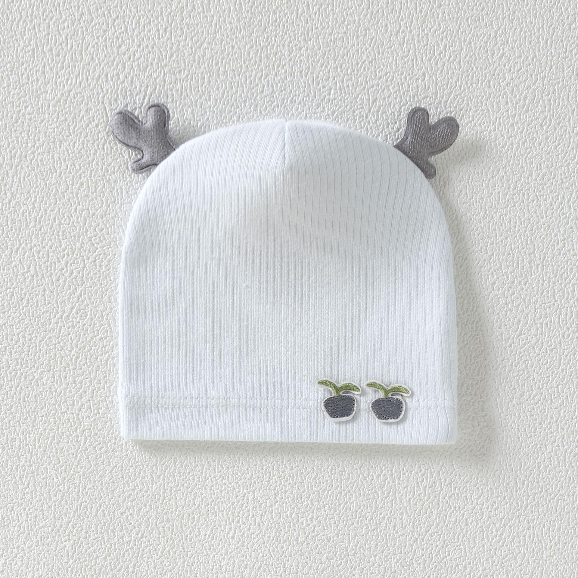 

Хлопковая детская шапочка «Счастливый оленёнок» с 3D рожками - Очаровательная шапочка-пуловер для новорождённых синий