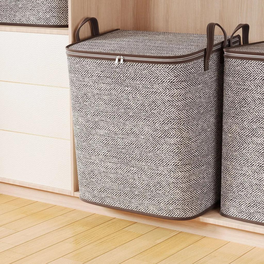 1PC Large Capacity Non-Woven Fabric Clothing Storage Bag Box Home Use Cotton Quilt Organizer Bag Bedroom Storage Modern Simple S