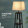 Floor Lamp In Metal and MDF with 3 Shelves with Fabric Shade, Diameter 42x166 Cm, Black and Beige