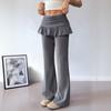 New Autumn Solid Color Hot Girl Ballet Fake Two-piece Flared Pants Casual Pants for Women
