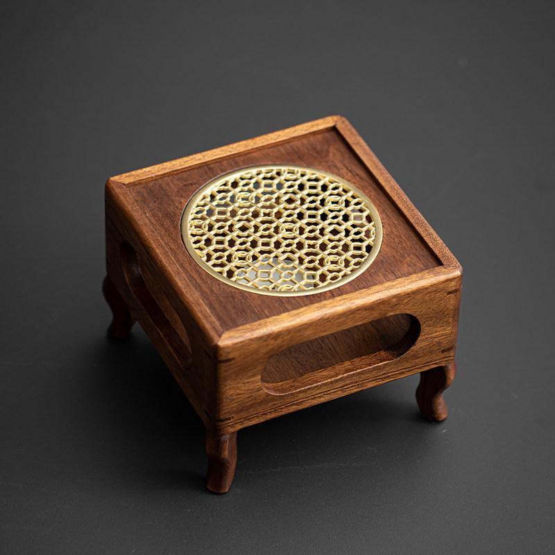 

North American Black Walnut Tea Stove: Candle-Heated Insulated Wood Stove for Home, Hotel, or Small Brewing. Default Option
