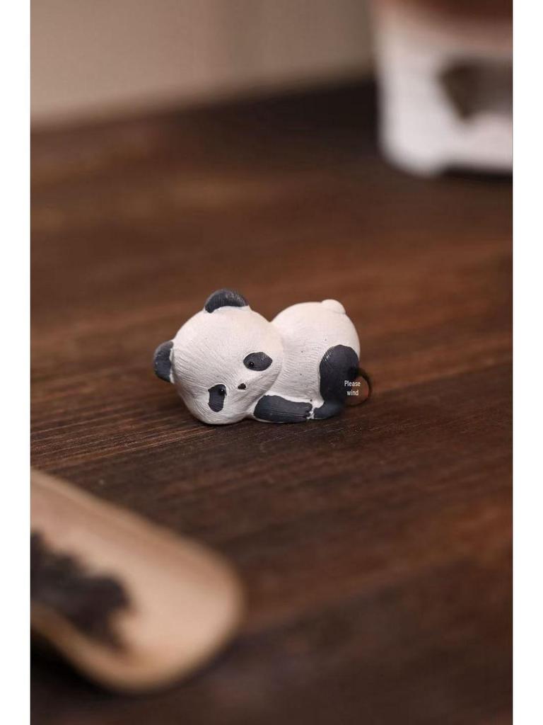 Cute Panda Yixing Purple Clay Tea Pet Ornament - Adorable Tea Table Decoration