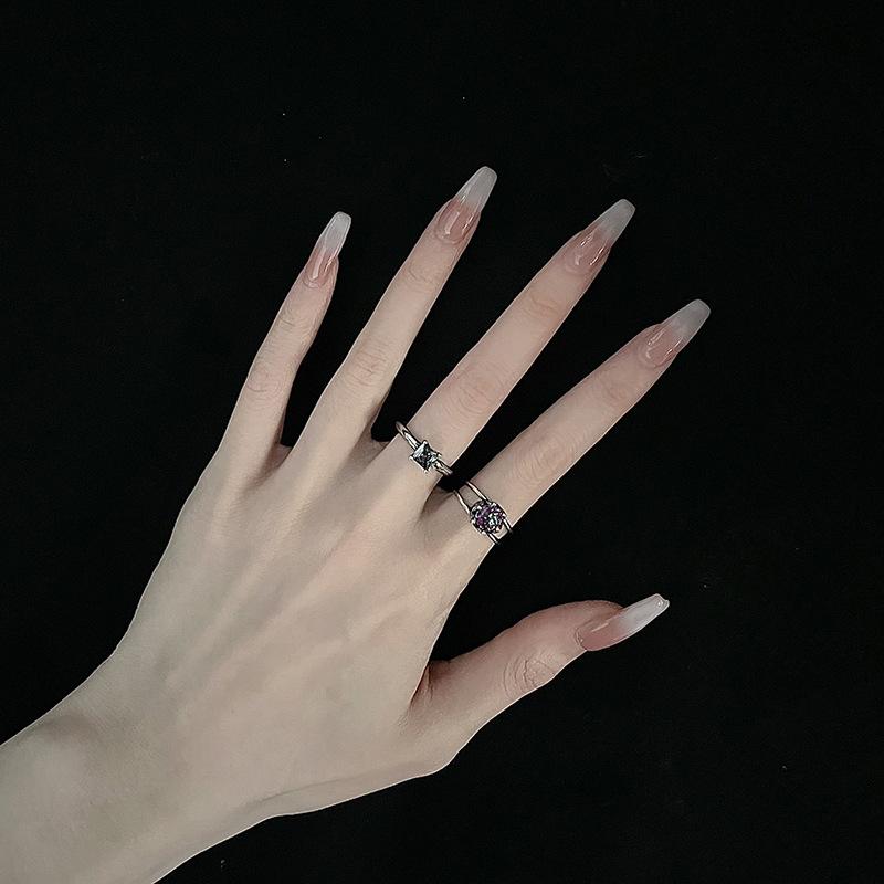 Niche Design Sense, High Sense, Retro Punk Personality, Simple Fashion, Open Ring, Gemstone Index Finger Ring For Women