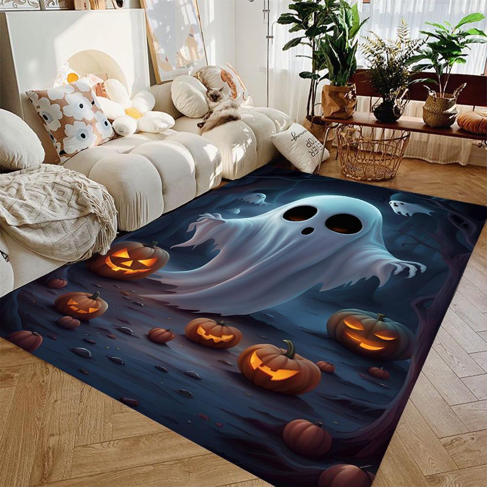 1 vnt. Retro Helovino moliūgo ir vaiduoklio kilimas Neslystantis minkštas namų dekoras svetainei, miegamajam, patalpoms