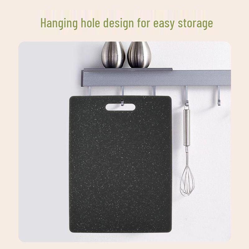Sleek Black Double-Sided Cutting Board for Fruits & Vegetables - Durable Plastic, Ideal for Kitchen & Dormitory Use