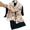 Spring and summer new silk scarf, brocade versatile thin shawl, breathable floral beach scarf, autumn scarf