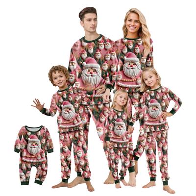 Matching Family Christmas Print Flannel Homewear Set Long-Sleeve Top And Pants