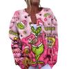 Women's Fashion Christmas Printed Long Sleeve Knitted Cardigan Button Down Jacket