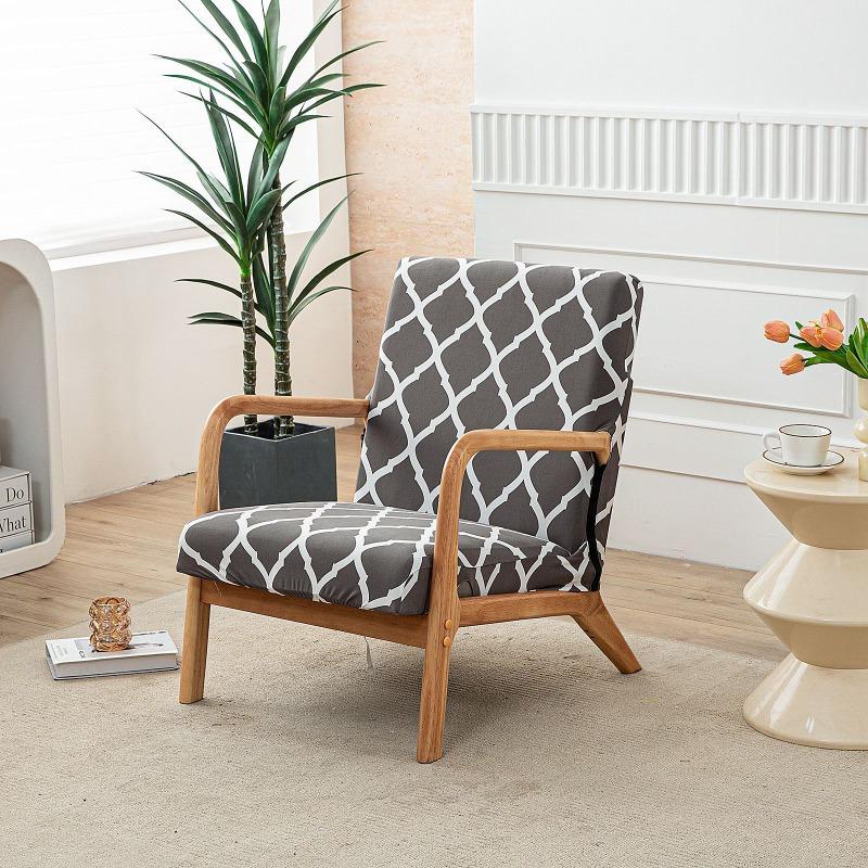 Скандинавский стиль Печатный чехол на кресло Растягивающаяся ткань Молния Деревянные чехлы на стулья Накидка Домашний декор Мебель Пылезащитный чехол 2630₽