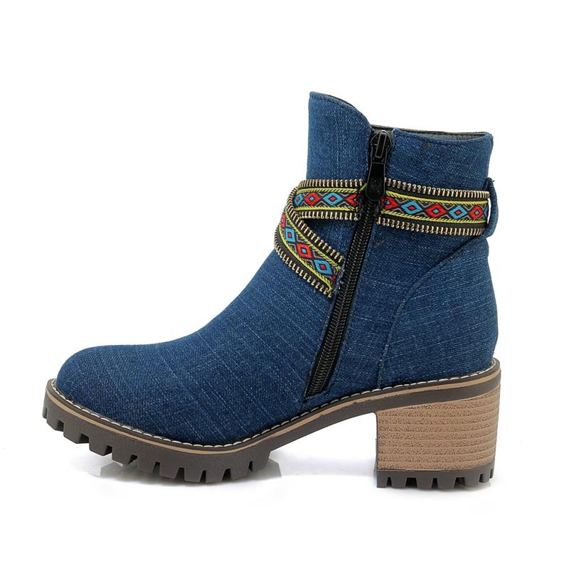 Cizme denim la modă bota feminina cizme gleznă cizme damă cowboy denim pantofi cu toc înalt pantofi sexy pentru femei botine de damărfg567