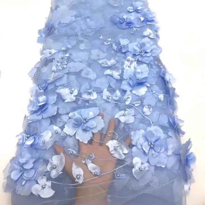 3D Embroidered Flower Mesh Fabric for DIY Sewing Embroidered Lace Clothing Wedding Dress Embroidery Clothing Fabric 5yard