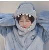TOWYYO Shark Pajama Funny Open Cold Weather Loungewear for and and Size L Set, Unisex, Tail, Gloves, Hooded, Front, Fluffy, Warm, Loungewear, Spring,