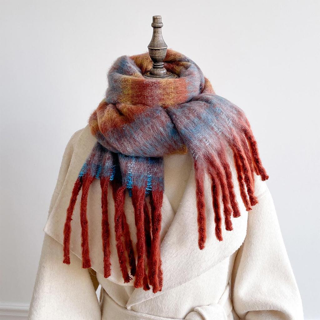 30*160cm Winter Warm Women Scarf Soft Imitation Cashmere Blanket Wrap Shawls Foulard Pashmina Neckerchief Poncho Tassel