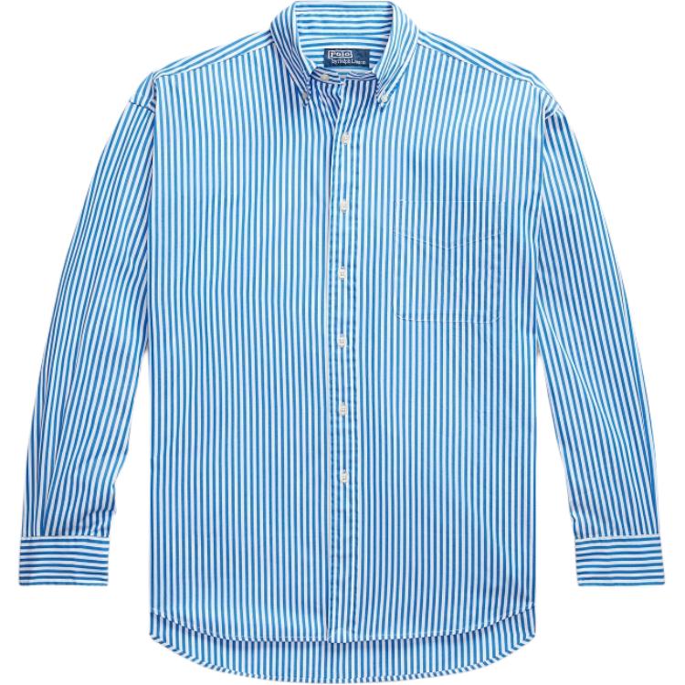 Polo Ralph Lauren FW24 Striped Single-Breasted Loose Long Sleeve Shirt Men Shirts Blue MNPOWOV16823656-400