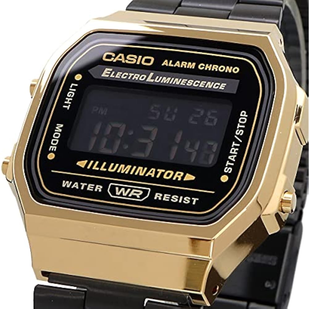 [Casio] CASIO Digital Watch Standard A168WEGB-1B Men's Women's Black x Gold Black Reversed LCD Ov...