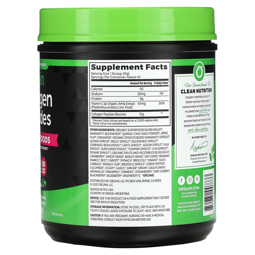 Collagen Peptides, with 50 Superfoods, Unflavored, 454G (1Lb)