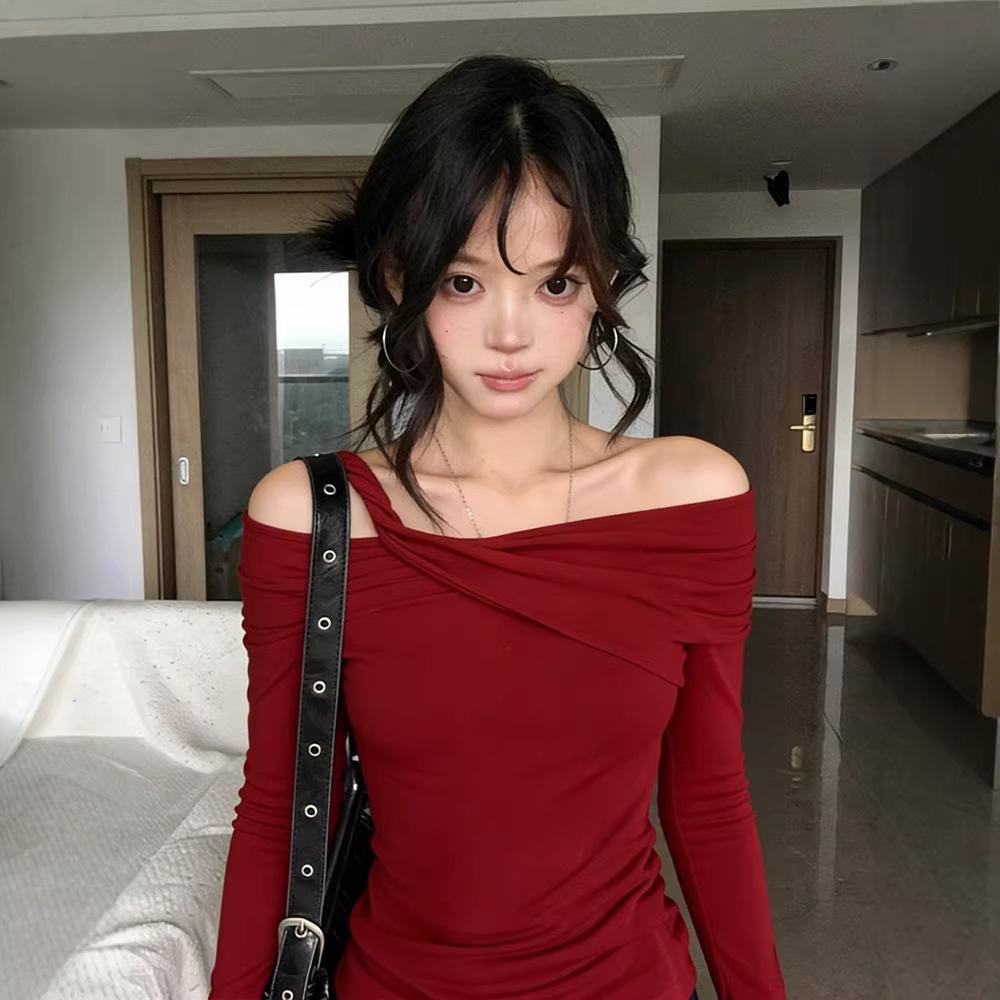 Unique, beautiful, super-good-looking top, women's spring new French design, niche fashion temperament, long sleeves