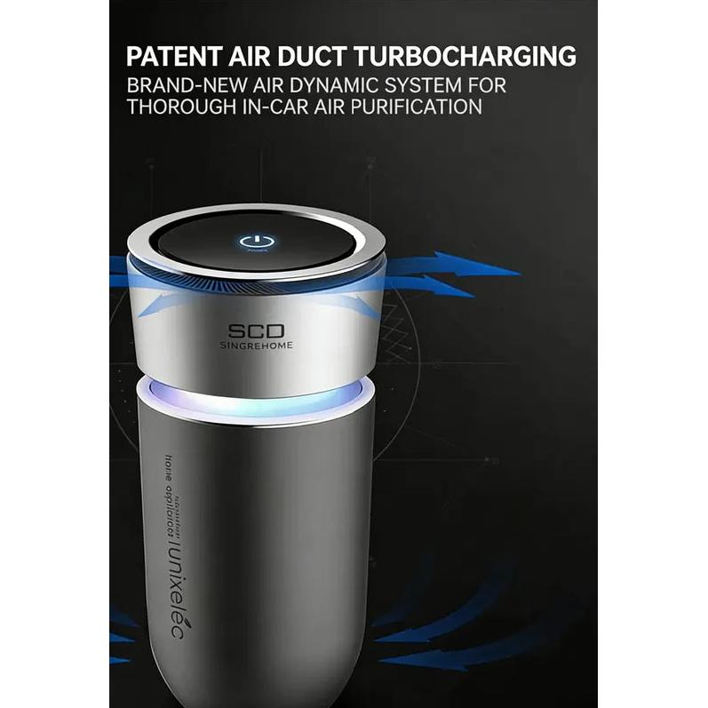 USB Mini Car Air Purifier Hepa Filter Removes PM2.5 Smoke Odor Negative Ion Color Ambient Light USB Powered Car Air Cleaner