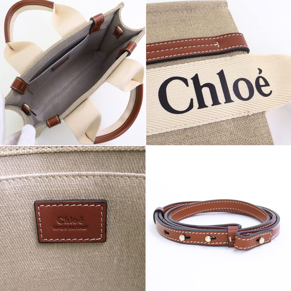 Chloe Woody Small Mini CHC22AS397I26 90U 2-Way Tote/Shoulder Bag, Bag, Beige/Brown, Women's, [Used]