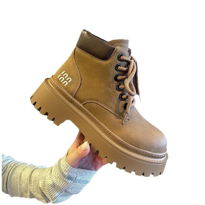 British Style Platform Martin Boots Women's 2025 Autumn New Fashion Retro Tooling Big Yellow Boots Fried Street Locomotive Small Short Boots