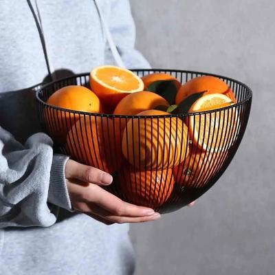 Cestino portaoggetti nero, decorazione da tavolo, piatto per caramelle in metallo, ciotola per frutta da cucina, cestino per alimenti, ciotola per pane, ciotola per verdure in ferro, cestino per pasticceria