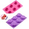 6 Cavity Rose Non-Stick Silicone Mould For Baking Cake Decoration Accessories Bakeware Tool Utensils For Kitchen,DIY Soap Mold