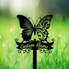 Metal Butterfly Garden Stakes Set of 2, Outdoor Flower Decoration, Wind Chime Ornament, Yard Art Gift