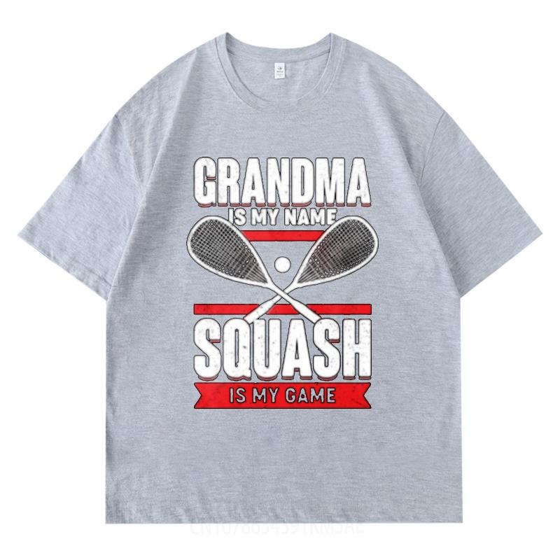 Funny Tshirt Adult Unisex Summer Tshirt Black Grandma Is My Name Squash Is My Game Trendy Unisex Tees Classic Tshirt Big Size Tee