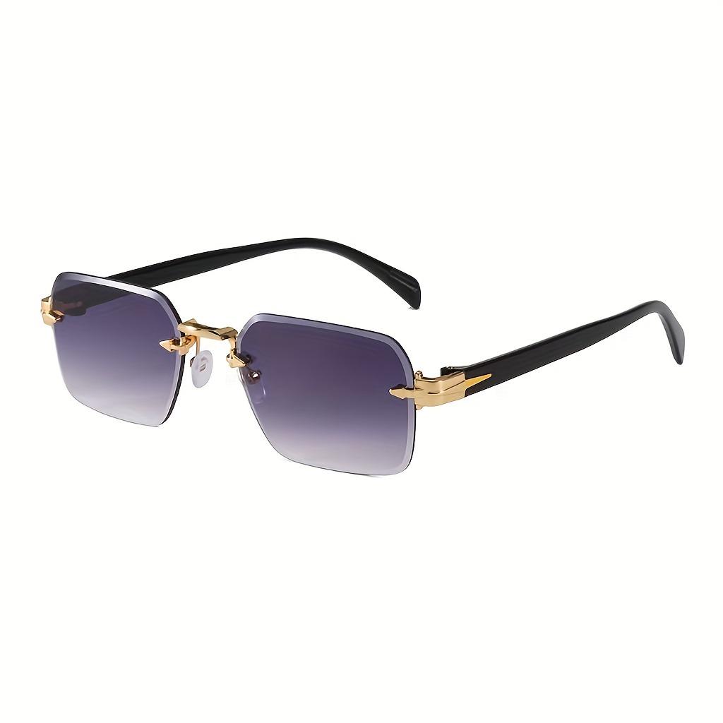 1 Pair of Frameless Square European and American Fashion Glasses with Cut Edges, Unisex Retro Sunglasses