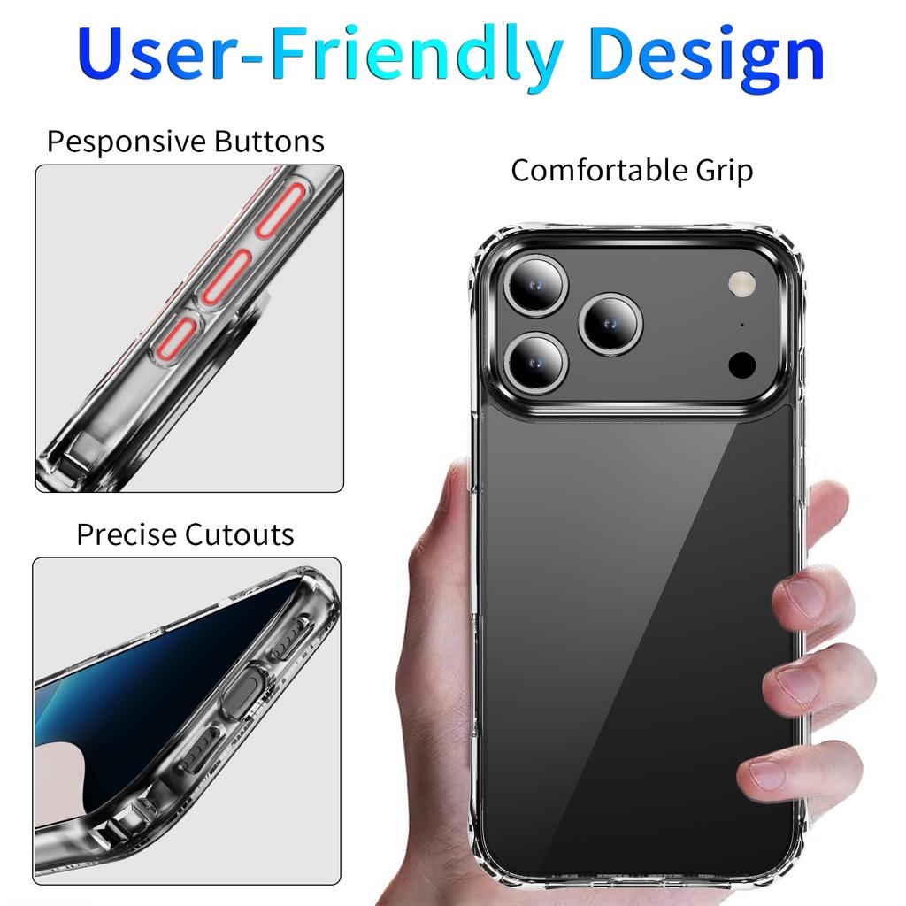 Stylish Full Wrap Clear Case for iPhone 17 Air 16 Plus 15 pro max, Anti-Yellowing Shockproof Air Cushion Corners Slim Anti-Scratch Phone Shell