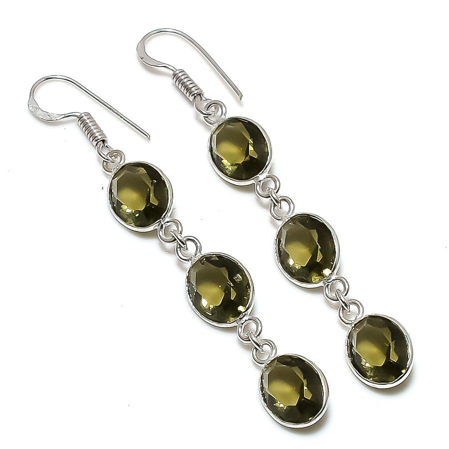 

Ювелирные серьги из стерлингового серебра 925 пробы с натуральным зеленым аметистом 2,52 дюйма p7v76