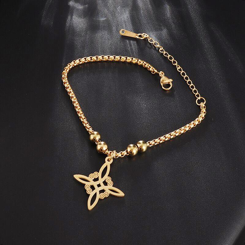 Good Luck Celtic Irish Knot Necklace Stainless Steel Witch Moon Amulet Protection Jewelry Women Fashion Necklace